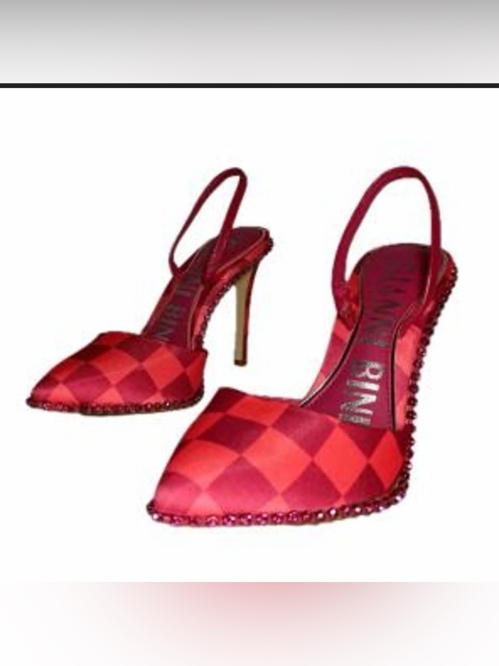 Gianni Bini pink Satin Checkered Slingback Heels